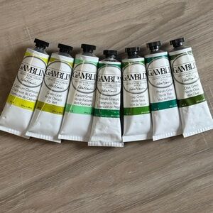 NEW Gamblin Artist Oil Paint – Green Palette Lot (8 Tubes, 37ml Each)